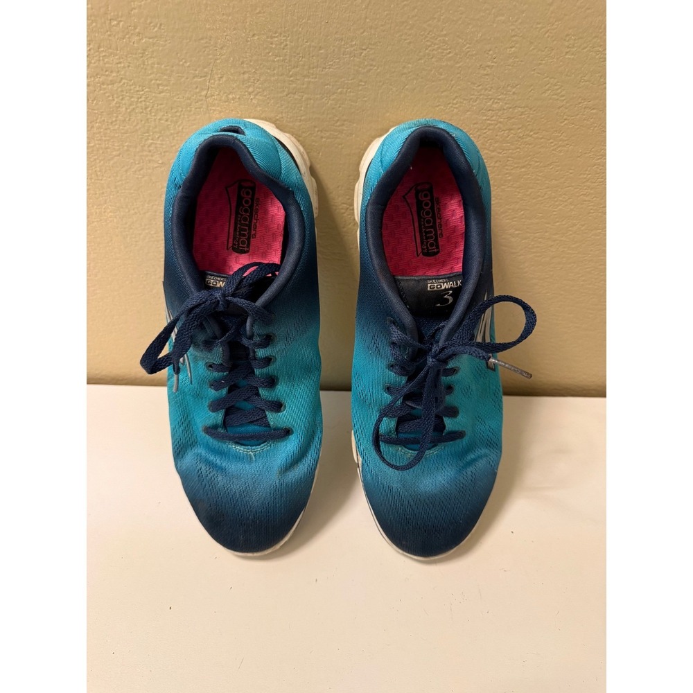Skechers GoWalk 3 Blue Teal Ombre Walking Sneakers Womens 8.5 SN 14032